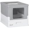 Hooded Cat Litter Box, Portable Pet Toilet, with Scoop, Front Entry - Grey