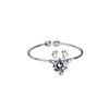 Mori Style Deer Head Open Ring for Women - Elegant Diamond-Set Christmas Jewelry