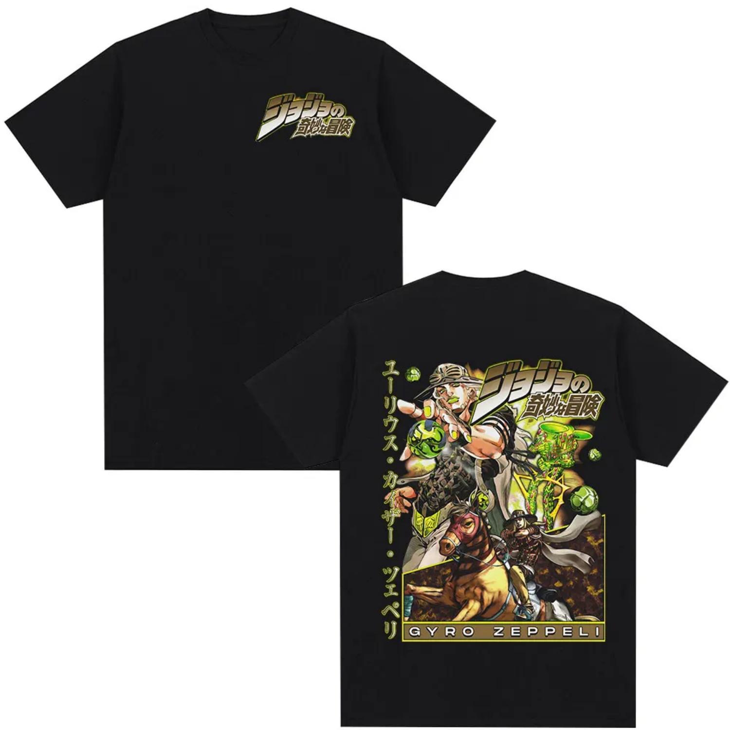 

2026 New Anime JoJo Bizarre Adventure STEEL BALL RUN Gyro Zeppeli T-shirts Clothing Fashion Casual Short Sleeves T Shirts Tops S чёрный