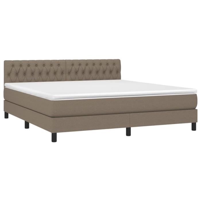 3140317 vidaXL Divan Bed with Mattress Taupe 180x200 Cm Fabric