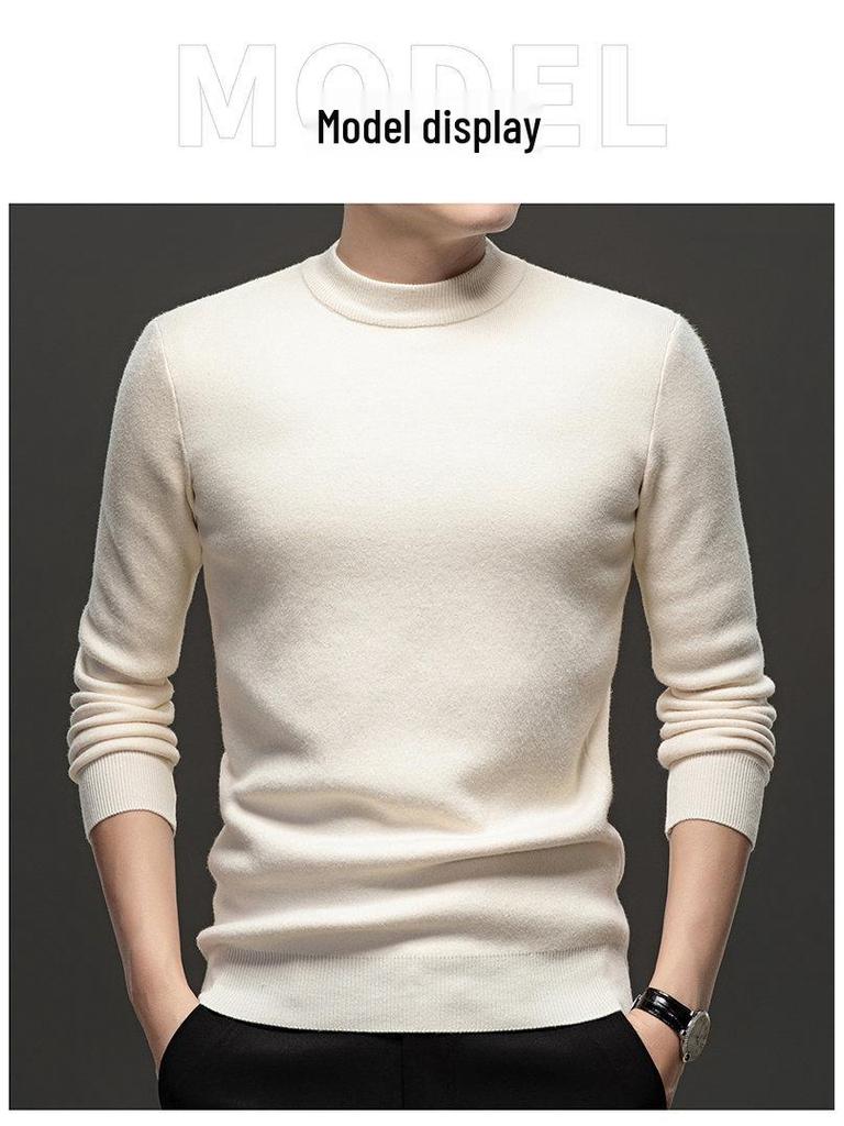 Men's 2025 Autumn/Winter Knitwear: Velvet-Lined, High Collar Sweater