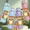 1PC Brown Owl Bird Cartoon 750ml Color Plastic Sports Water Bottle Leakproof Flip Straw Lid Suitable for Sports Office Home Use