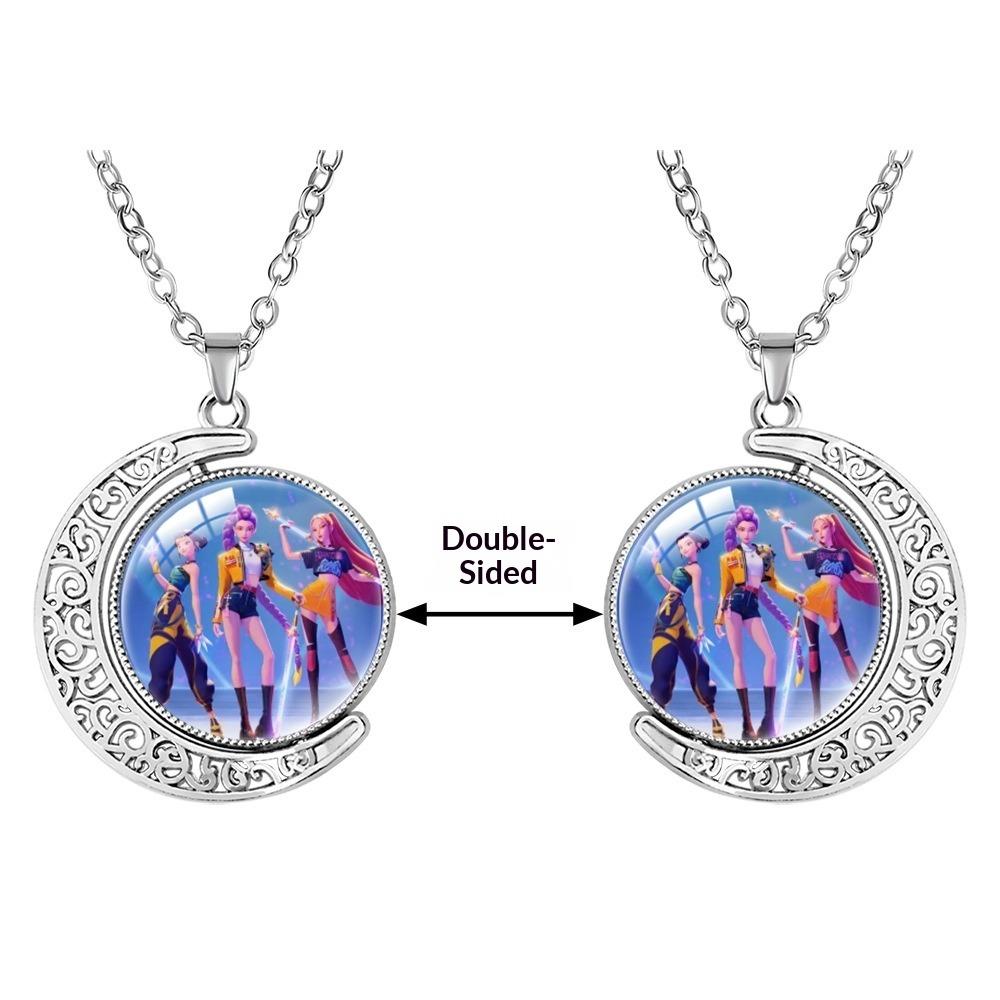 Collana con Pietra Preziosa a Forma di Luna Crescente Ciondolo Rotante Double-sided Accessori di Coppia di Alta Gamma