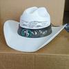 Straw Cowboy Hat Wide Brim Bull-Hide Bangora Women  Pasture Straw Hat Cowboy Comfort Band Solid Summer  Sombrero