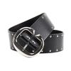 Hop Hip Inspired Women Leather Belt With Double Row Rivets And Large C Buckle