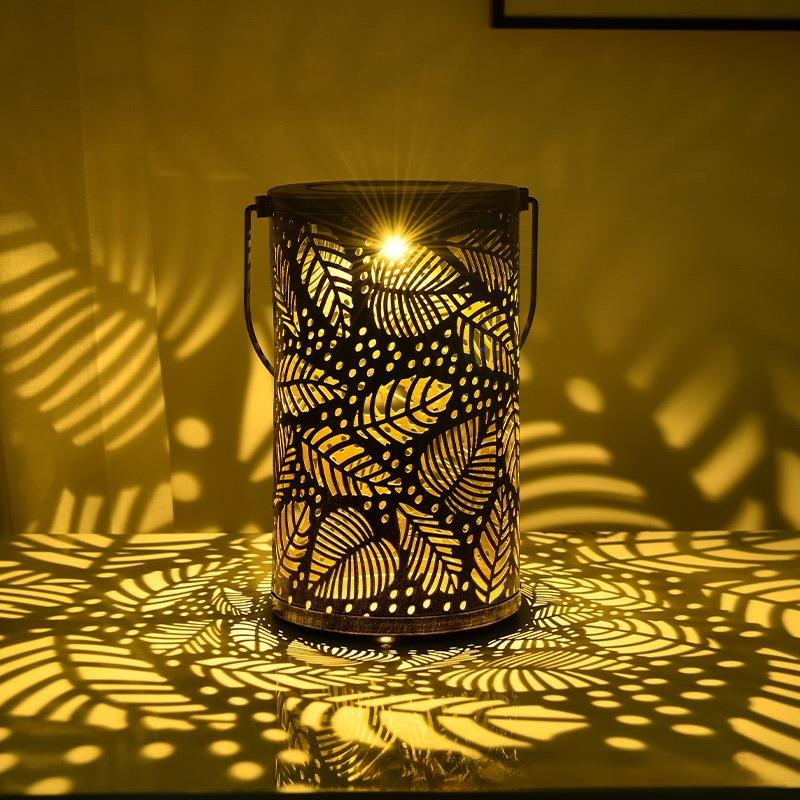 2026 New Solar Waterproof Iron Hollow Lantern Outdoor Hanging Ambient Light for Lawn Garden Villa Patio Yard Decoration