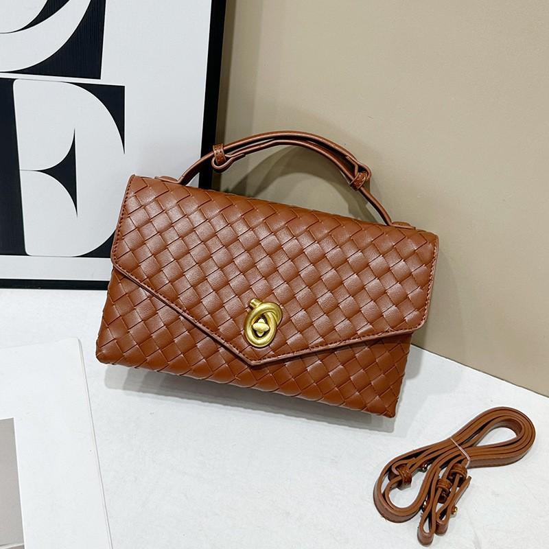 High-end Light Luxury Handbag Authentic Leather Hand-woven Bag 2025 Fashionable Cowhide Square