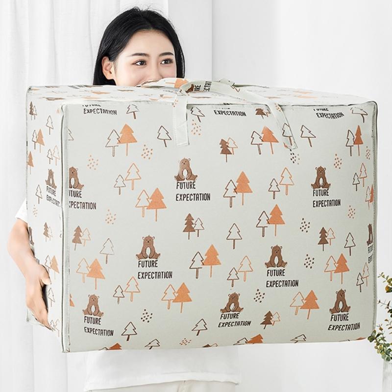 Cartoon Printed Non Woven Blanket Storage Bag Waterproof Convenient Clothes Storage Bag Home Use Household Movings Bags