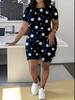 Leopard Print Splicing Women's Casual Suit Short-sleeved Shorts 1D Digital Flower Printing Fashion T-shirt Set