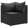 7 Piece Garden Lounge Set with Cushions Black Poly Rattan