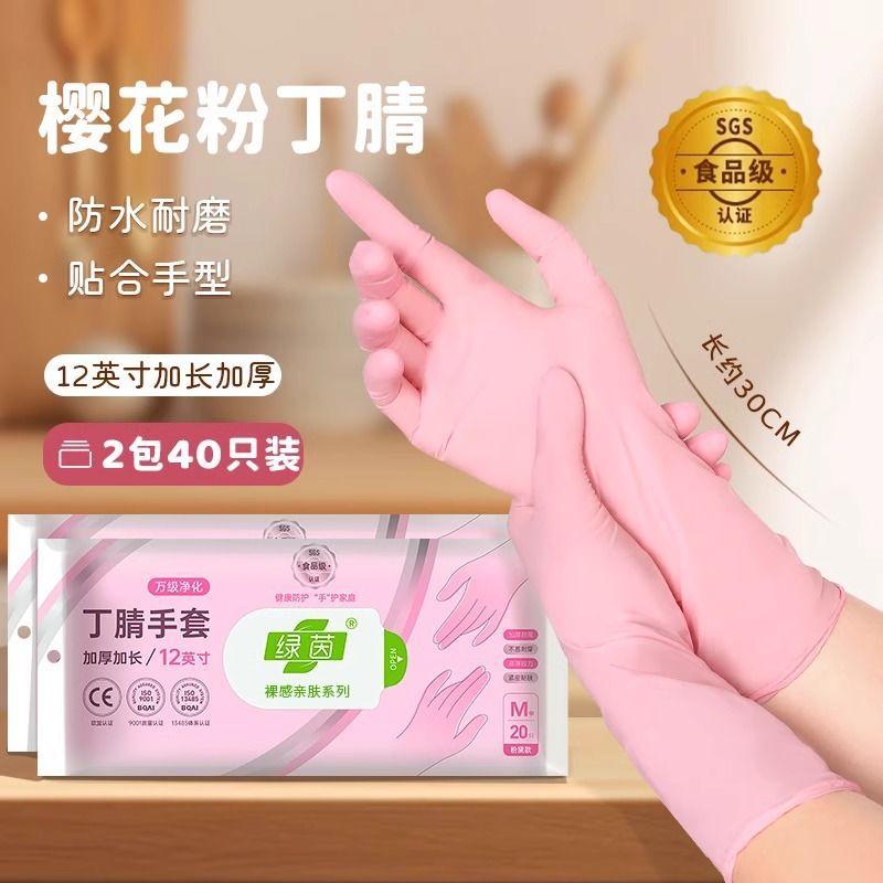 Nitrile Gloves Housework Dishwashing Cleaning Kitchen Thickened Food Grade Non-disposable Ding Qing Household Waterproof Women Work