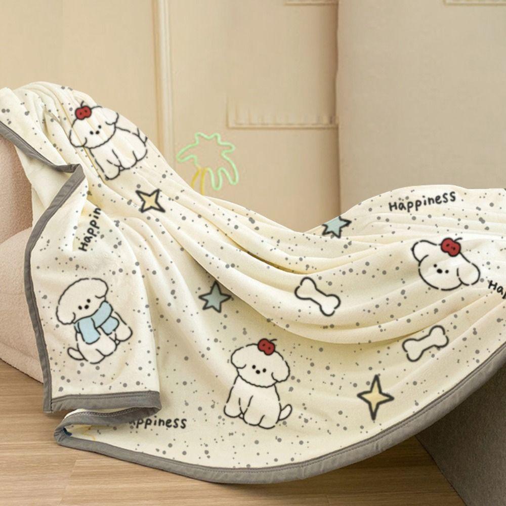 Sofa Cover Comfortable Capybara Blanket Printing Lightweight Cartoon Shawl Blanket Flannel Cute Puppy Print Sofa Blanket Office
