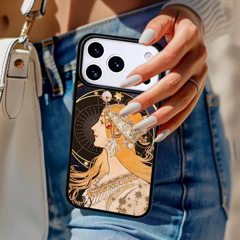 Alphonse Mucha Painted Phone Case For iPhone 17 Air 14 15 13 12 Max Cover For Apple 14 15 16 16e 11 Pro Max Plus Coque