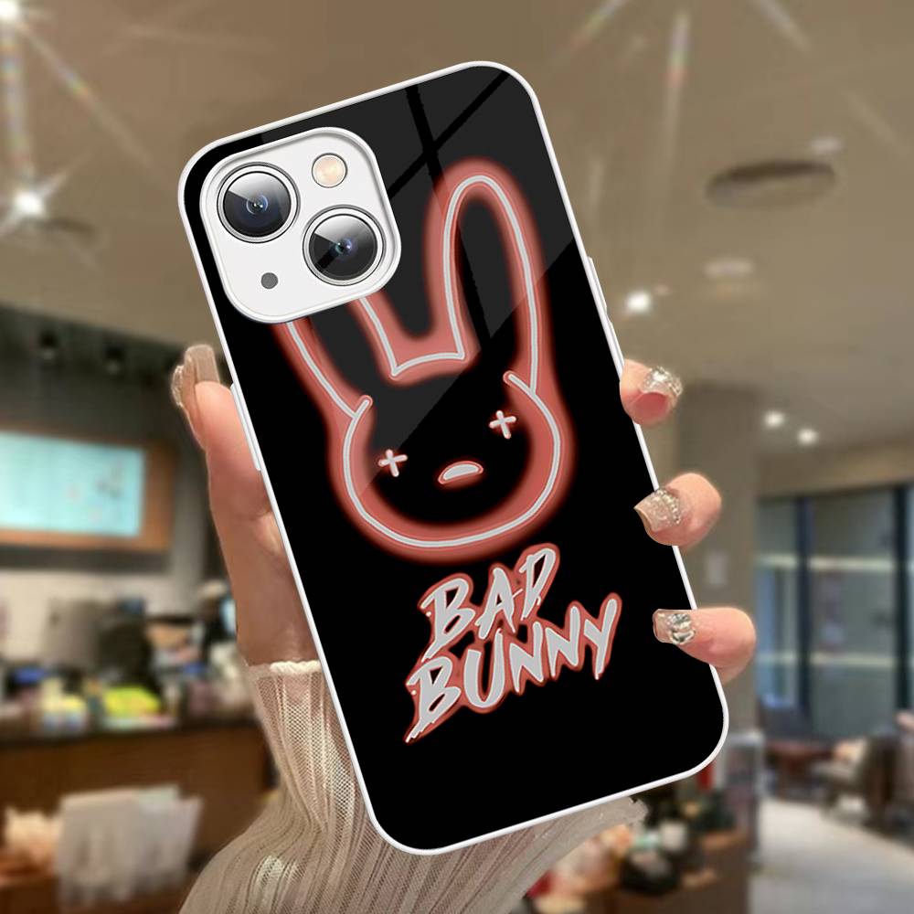 B-Bad Bunny Art For IPhone 14 13 12 Mini 11 Pro XS Max X XR 14 Plus Tempered Glass Cover