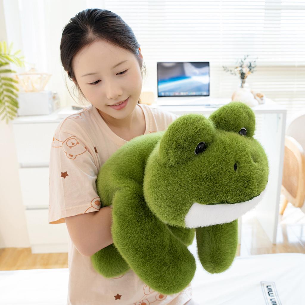 Hot Simulation Giant Frog Plush Toy Stuffed Animals Plushies Green Lying Frogs Throw Pillow Cushion Home Deco for Kids Gift