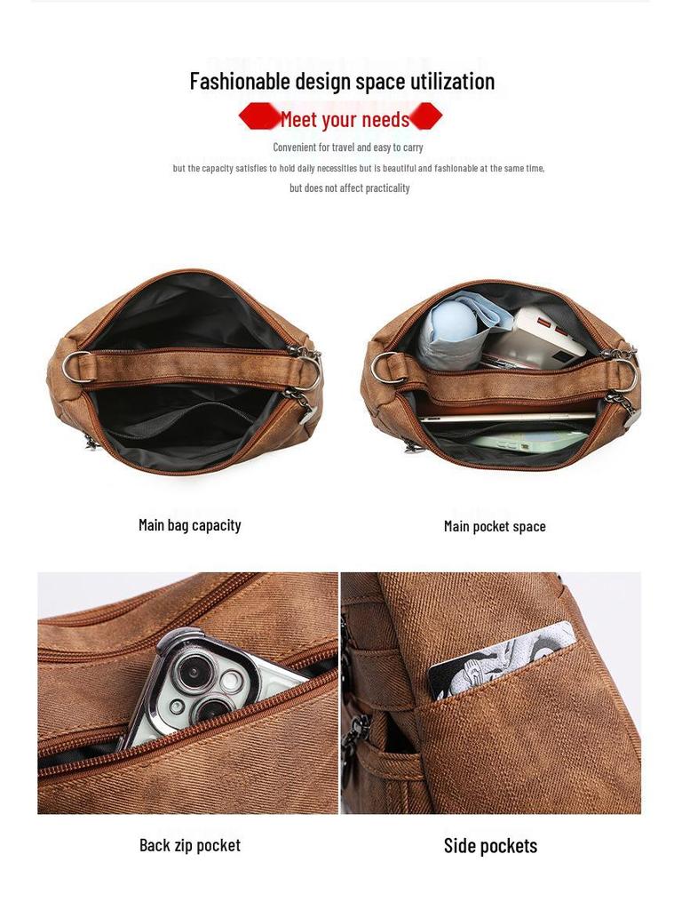 Stylish Multi-Compartment Crossbody Bag for Mature Women