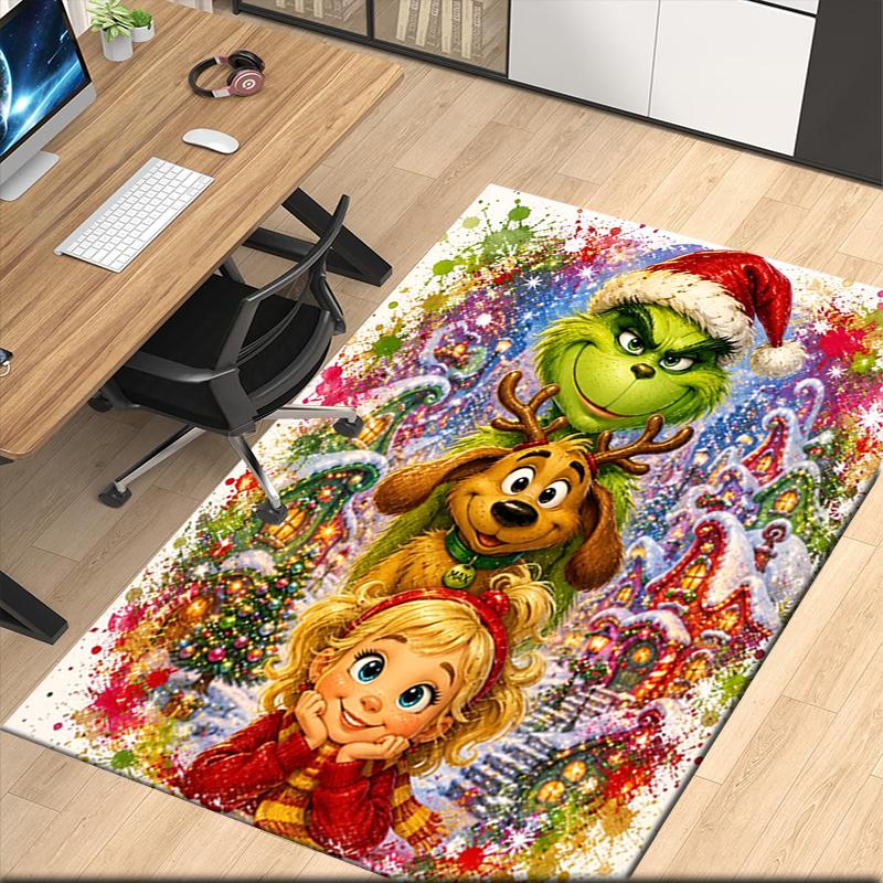 Tappeto Stampato Grinch per Sedia da Ufficio Soggiorno Camera da Letto Cucina Decorazioni Regali