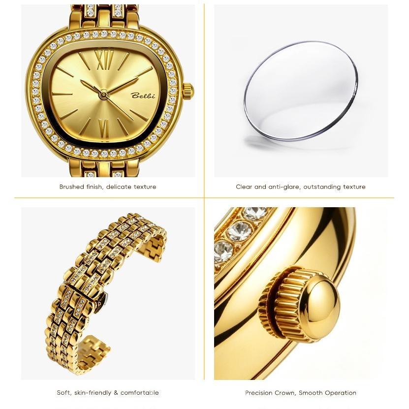 Womens Elegant Rhinestone Wrist Watch Waterproof Classic Roman Dial Ladies Dress Watch Alloy Strap