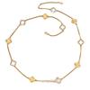 Womens Clover Jewelry Set Gold Plated Chain Earrings Necklace Fashion Accessory