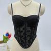 Sleeveless Lace Corset Mesh Flower Suspender Vest Fashion Crop Tops  Travel