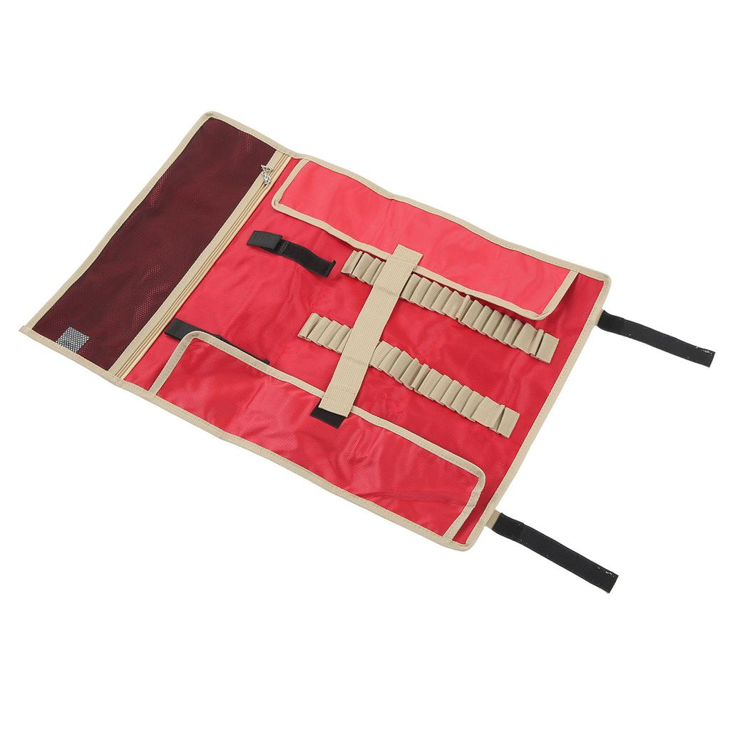 Tent Stake Storage Bag Simple Handle Design Mesh Pocket Oxford Cloth Tent Pegs Camping Hammer Store Pack Red