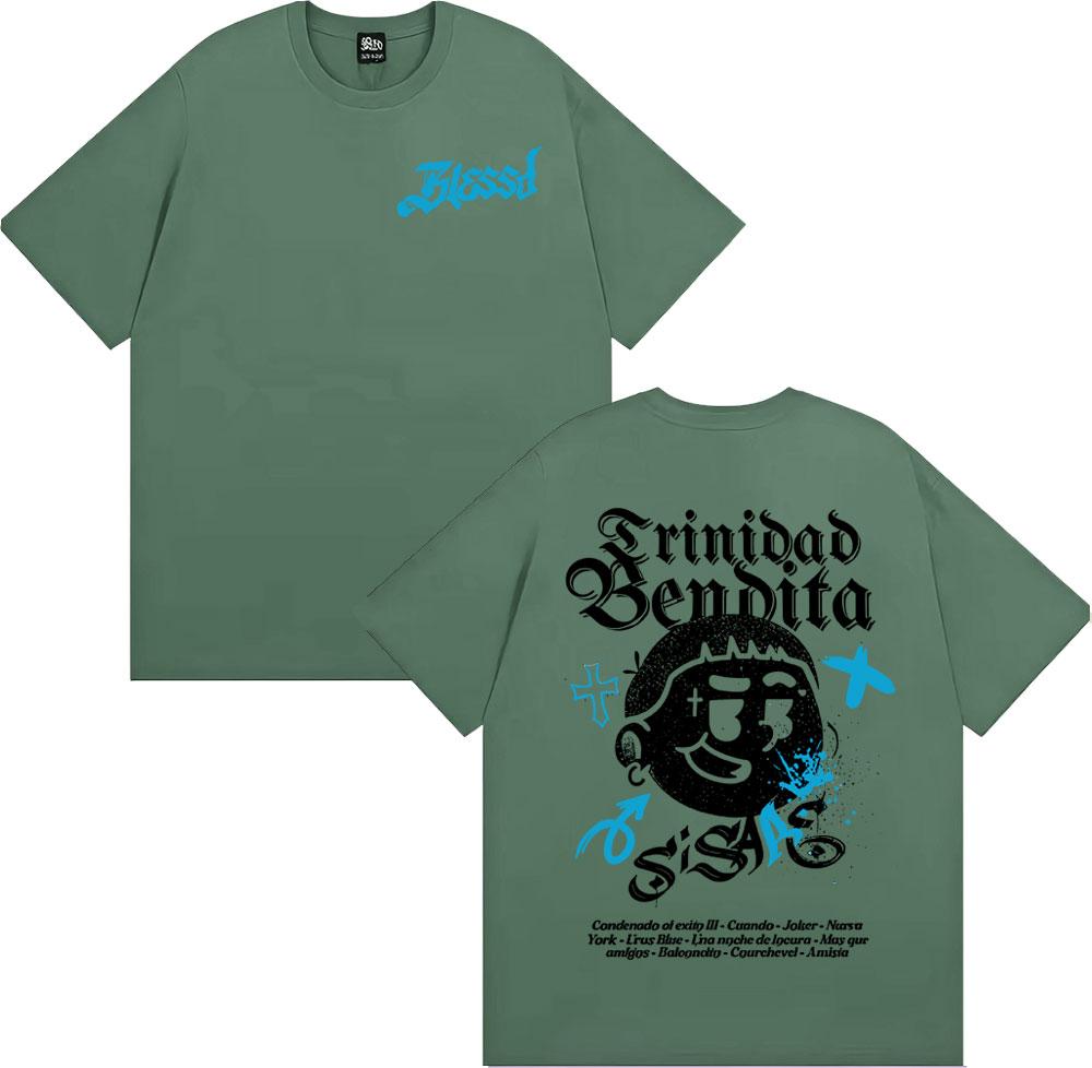 Rapper Blessd Si Sabe Album 2025 Tour T Shirt Men Women Fashion Casual 100 Cotton Tshirts Hip Hop Vintage Short Sleeve Tshirt