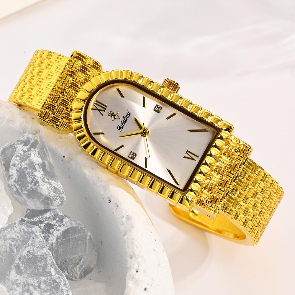 Yalalusi Bracelet Watch Vintage Women's Square Watch Classic Women's Wristwatch Diamond-Set Women's Watch IPG Vacuum Plating