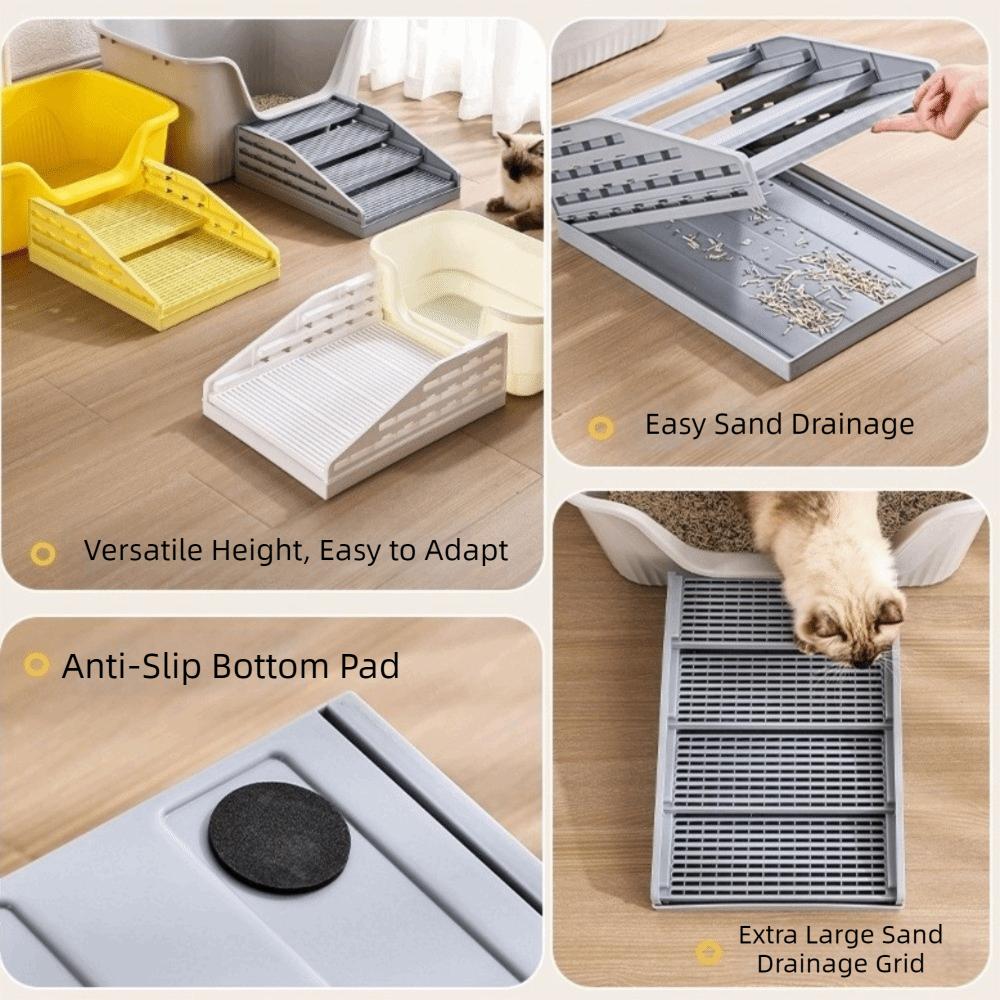 Waterproof Cat Litter Box Footrest Removable Cat Litter Box Ramp  Kitty Litter Basin