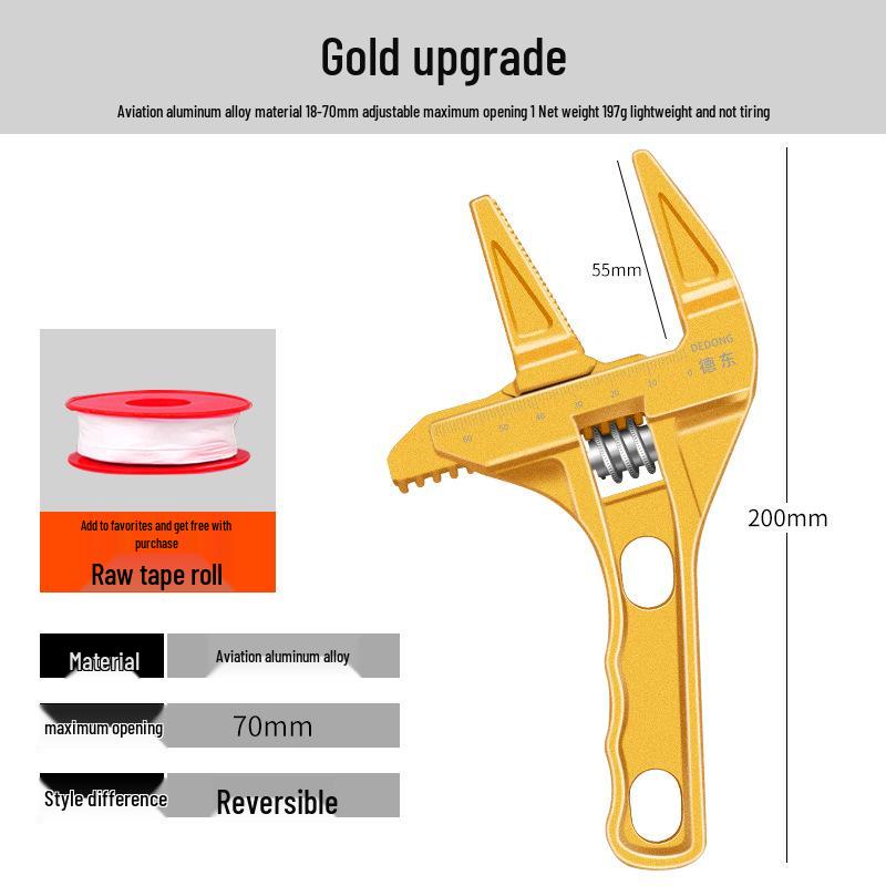 Large-Opening Adjustable Bathroom Wrench for Plumbing and Faucet Installation