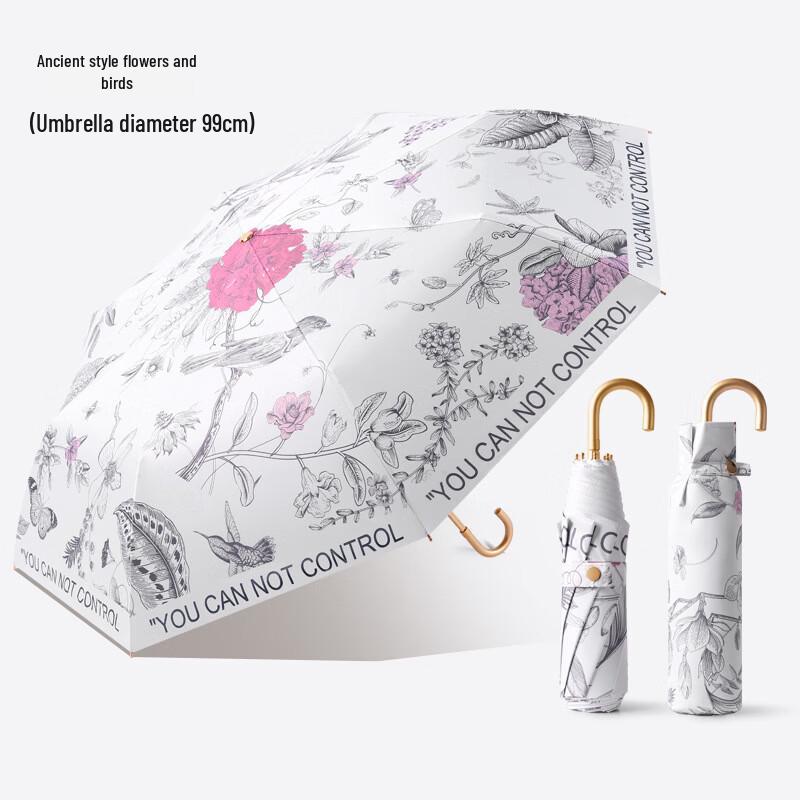

Nanqiao French Style Golden Handle Floral Foldable Sun Rain Umbrella