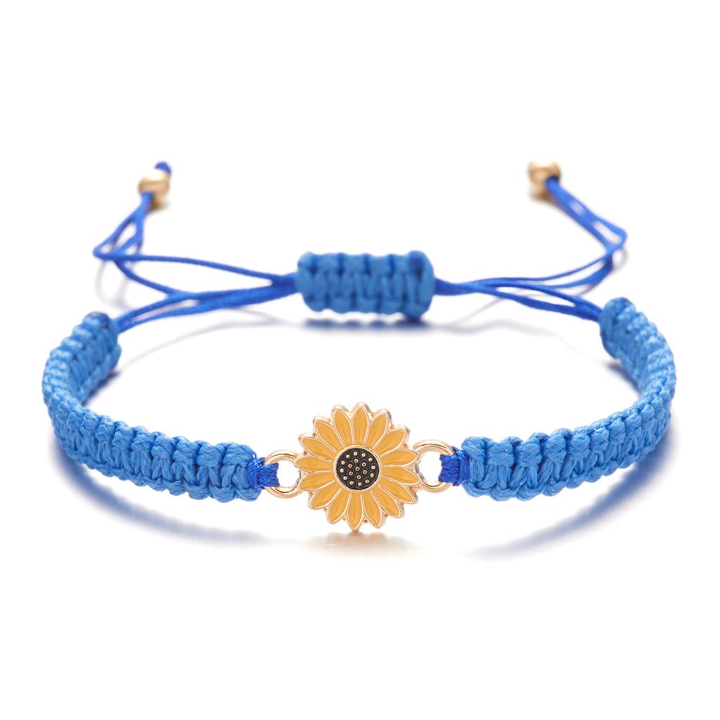Adjustable Colorful Woven Daisy Bracelet for Men And Women Handmade Sunflower Bracelet for Couples Best Friends Graduation Gift