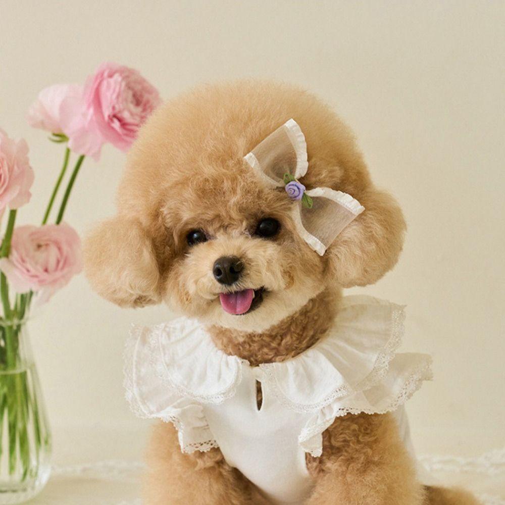 Breathable Rose Flower Dog Dress Soft Dog Vest Pet Supplies Pet Summer Clothes  Kittens