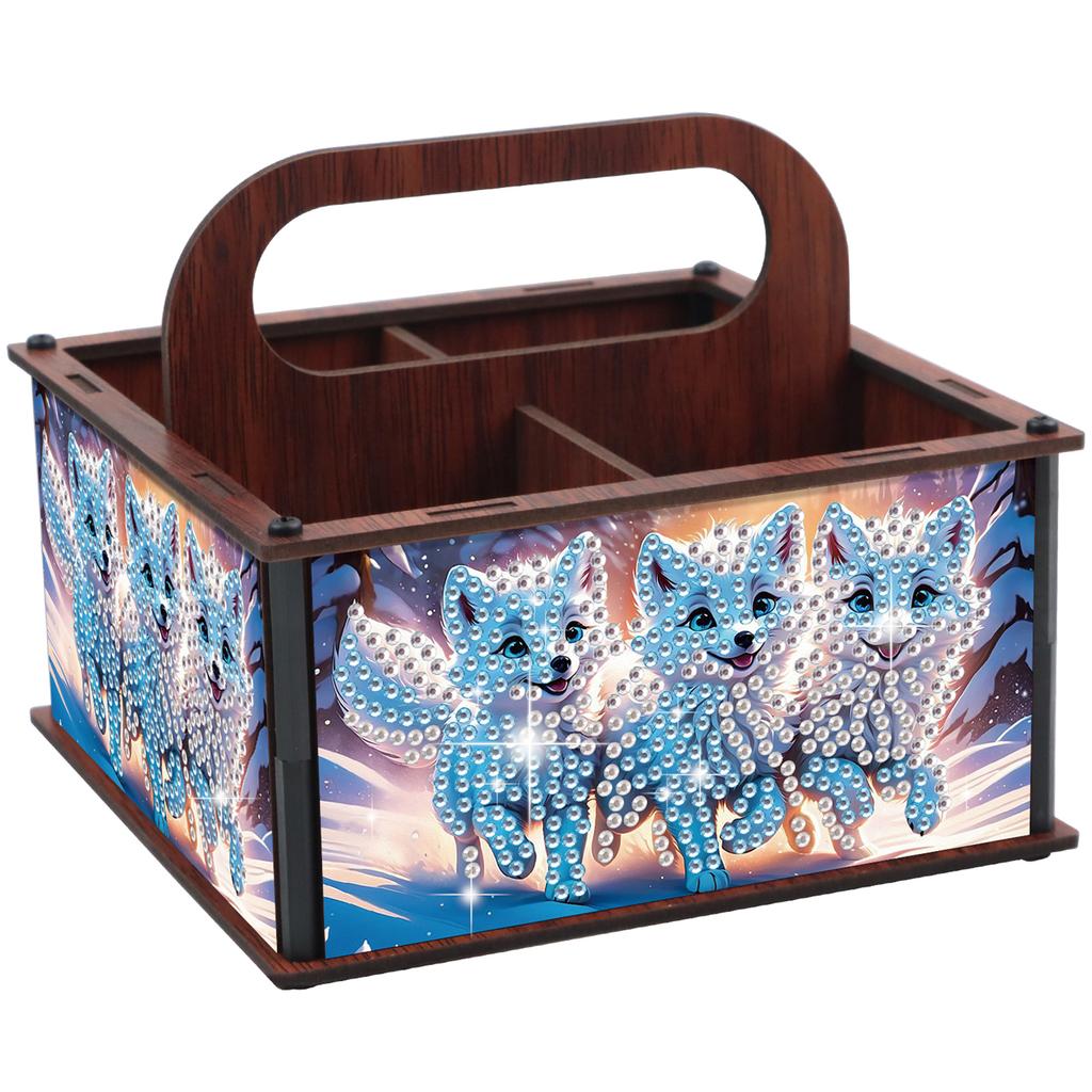 DIY Wooden Diamond Painting Kits Organizer Box Makeup Brush Organizer Home Dining Living Room Tabletop Art Decoration