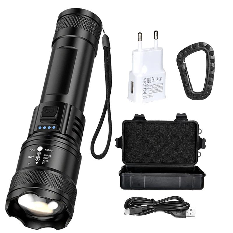 Rechargeable Super Bright Handheld Flashlight LED Long Range Tactical Torch Outdoor Waterproof Emergency Camping Fishing Lantern