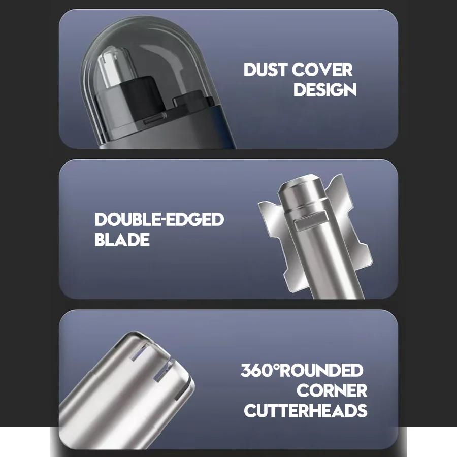 USB Rechargeable Electric Nose Ear Trimmer - 150mAh Li-Polymer Battery,Fast Charge,Compact & Portable Clipper for Men's Grooming