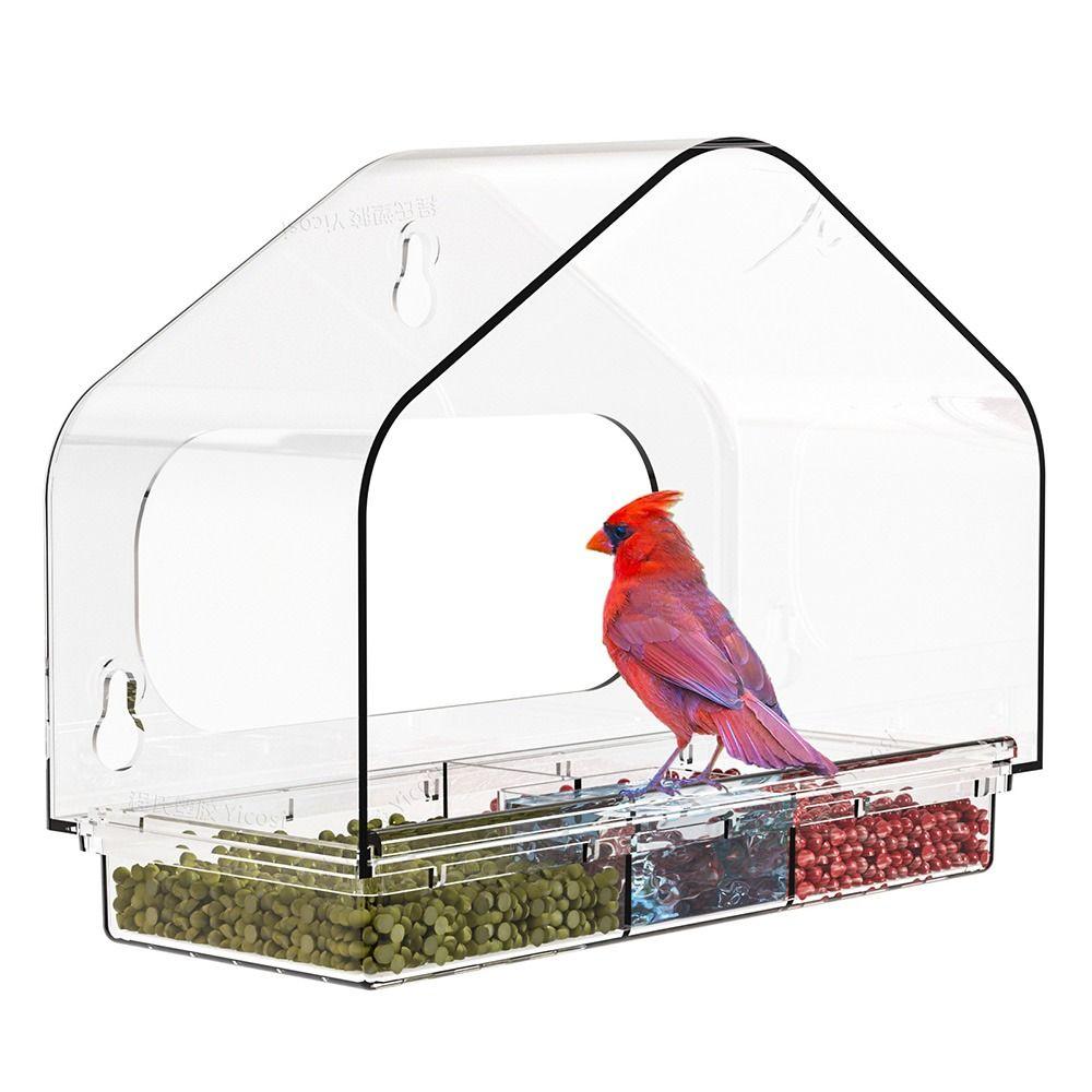 Easy-Clean Bird Feeder Acrylic Pet Accessories Creative Outdoor Feeder  Patio