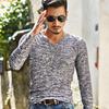 Premium Fashion Men's Muscle Long Sleeve Shirt V-neck Casual Slim Fit Tee For All Occasions