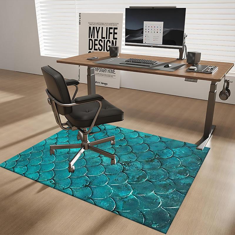 1pc Mermaid Scales Chair Mat - Office Desk Rug, Non-Slip Carpet for Home Decor, Seasonal Gift Idea.P009