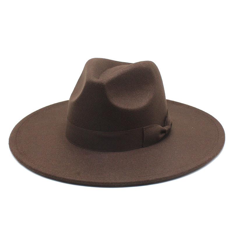 Wool Felt Hat With Large Brim And Bow For Retro Festival Wear
