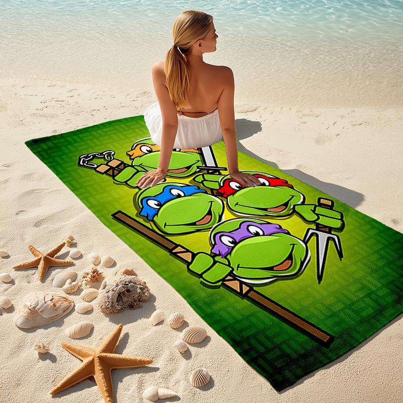 1pc Teenage Mutant Ninja Turtles Beach Towel, Comfortable and Thick, and Swimming/Bath/Picnic/Camping Towel, Suitable for Seaside Beaches
