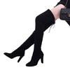 43 yards, pointed toe high heels, over the knee boots, thick heels, slim boots, women's slim elastic boots, European and American plus-size boots