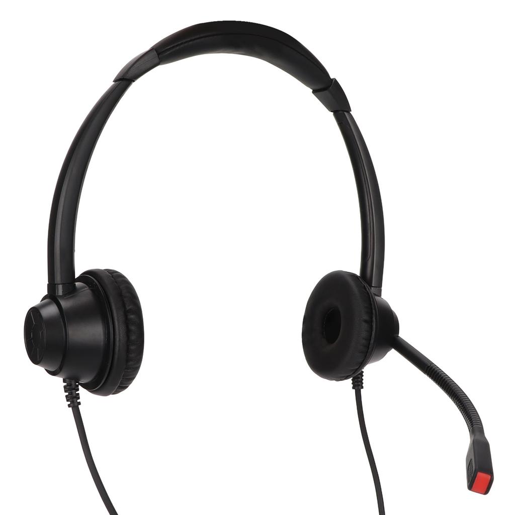 Binaurales 3,5-mm-Business-Headset Doppelseitiges Headset mit HD-Stereo-Sound für Konferenzgespräche, Callcenter, Online-Kurse