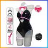 Anime Rabbit Cosplay hole Black Leather Bunny Girl Sexy Cute Halloween Cosplay Costume Headdresses Clothes Bows Girl Wig