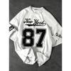 No.87 NEW YORK Print Jersey Tshirt Women Short Sleeve Sport Football T-Shirt Vintage Oversize Striped Tees Women Casual Clothing