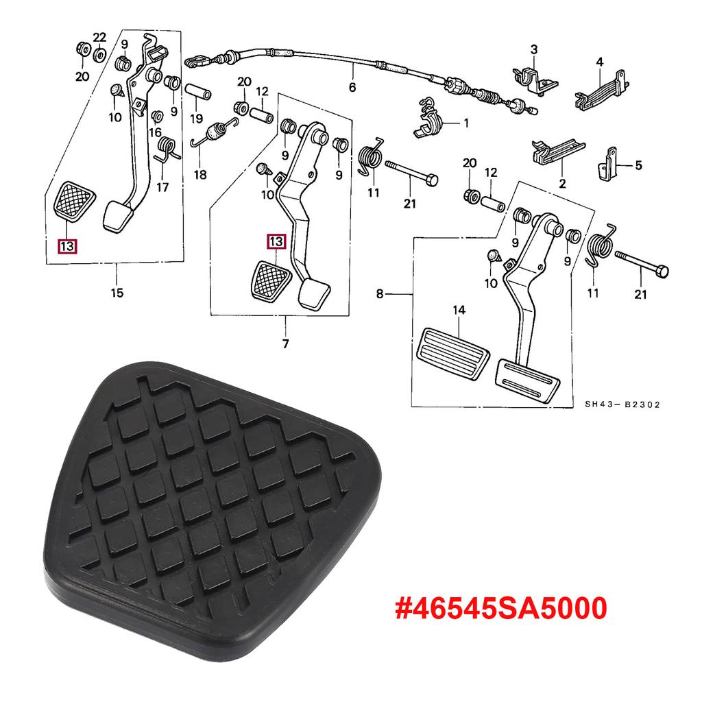 Brake Clutch Pads Cover Pedal Rubber Manual Transmission Replacement 46545SA5000 for Honda Civic Accord CR-V CRX Element Prelude