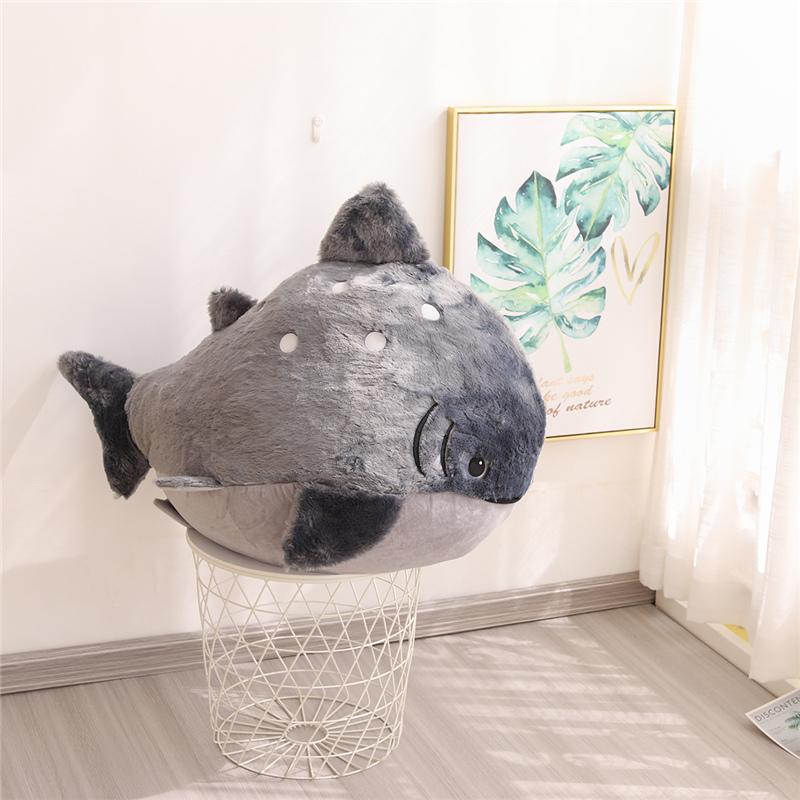 Cute Fat Shark Pillow Dolls Stuffed Soft Plush Whale Toys Kawaii Hug Fish Pillow Cushion For Birthday Xmas