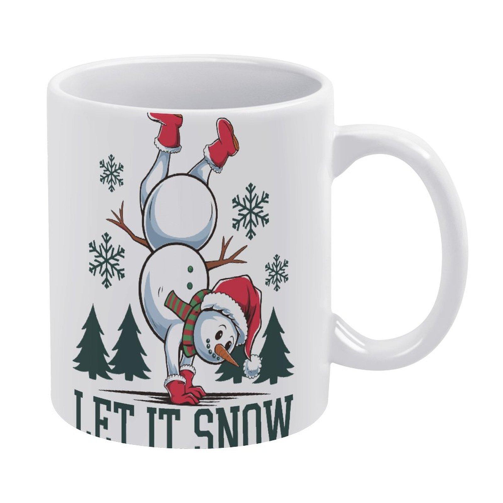 

1pc 11oz blank ceramic coffee mug, double-sided printed cup for work desk or kitchen, glossy glaze, durable ceramic body, clean modern shape белый