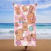 1 Stück Strandtuch mit Cartoon-Capybara und Dessert-Print, Perfekt für Schwimmen, Fitness, Yoga, Reisen, Camping, Strandzubehör