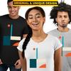 Basic Shapes Art Print TShirt Abstract Design Short Sleeve Round Neck Funny