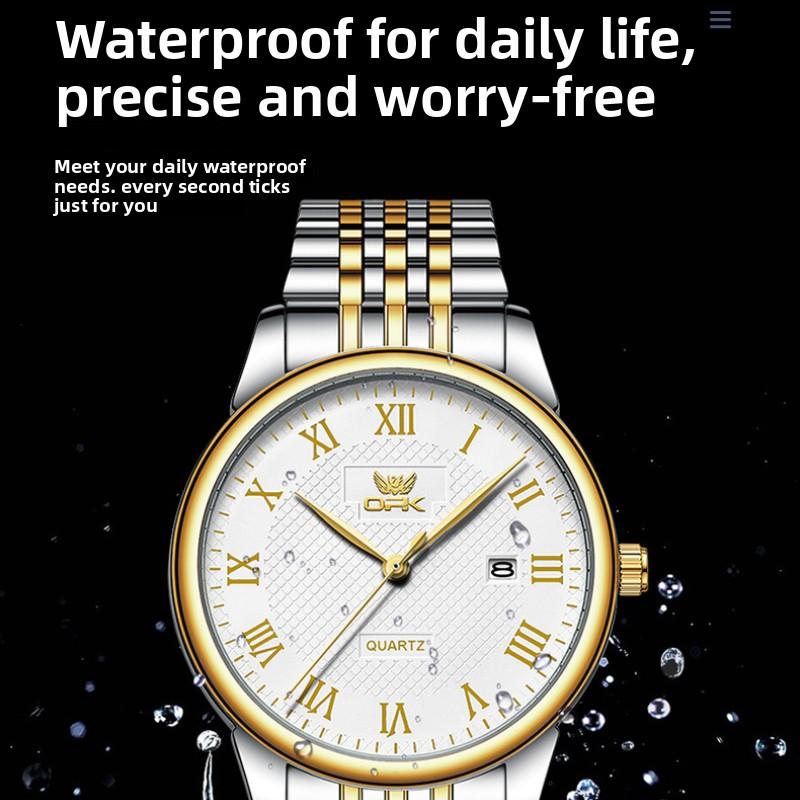 OPK Men's Watch Genuine High-end Business Men's Quartz Watch Men's Watch Round Couple Watch Men's